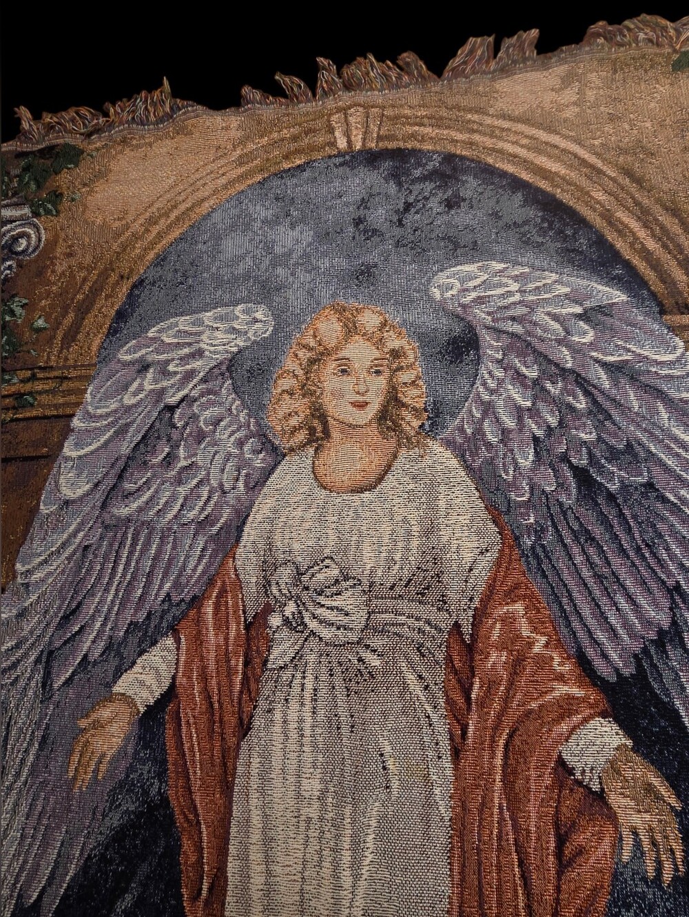 Angel of Light Tapestry Throw Blanket by Lena Liu  71" x 54"  Cotton Vintage